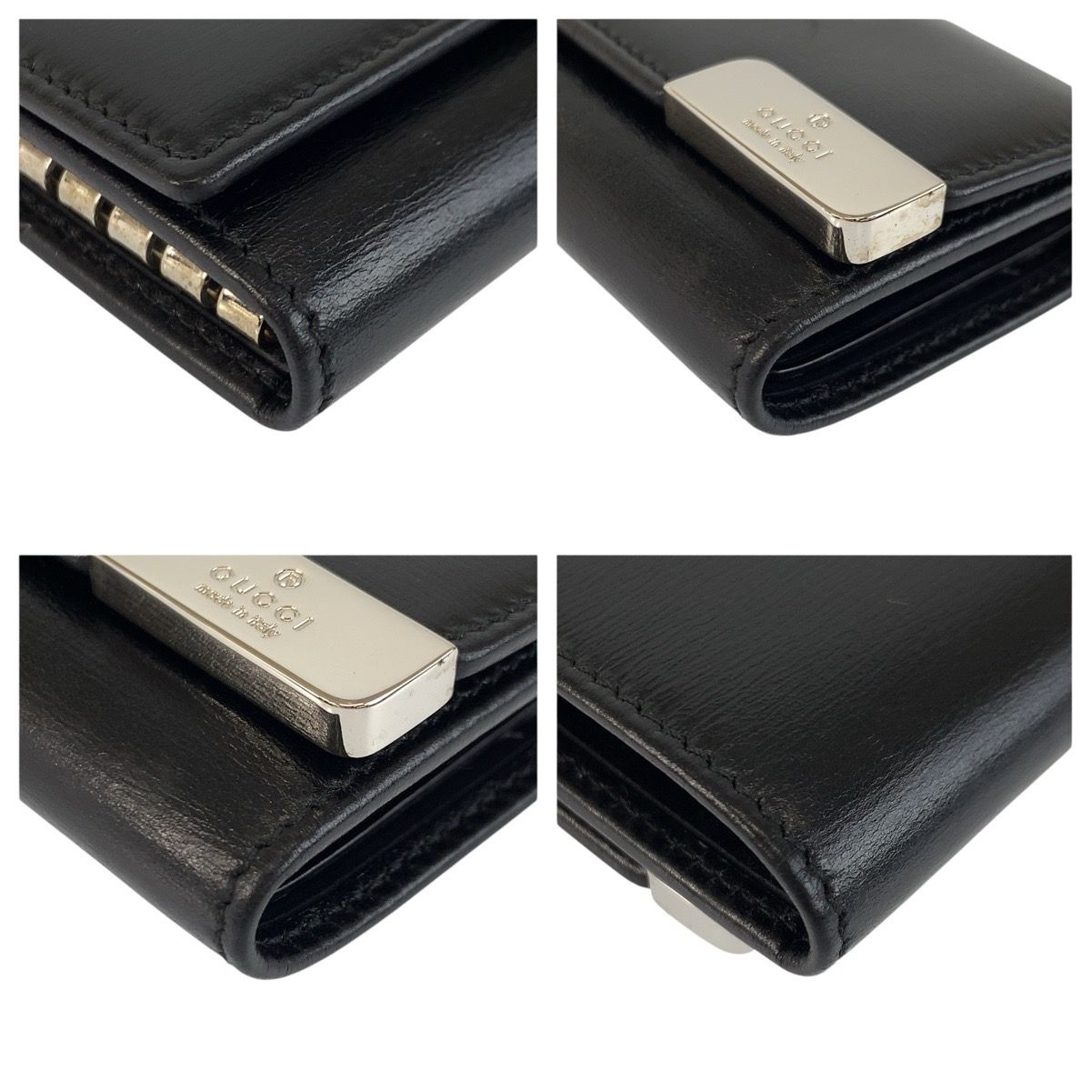 Gucci Black Silver Leather Key Case 6 Rows Key Holder — view 5