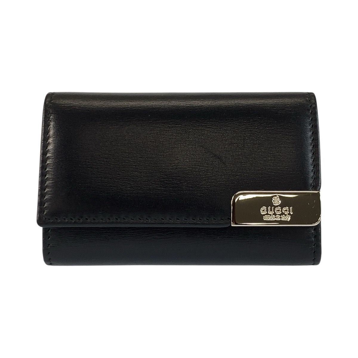 Gucci Black Silver Leather Key Case 6 Rows Key Holder