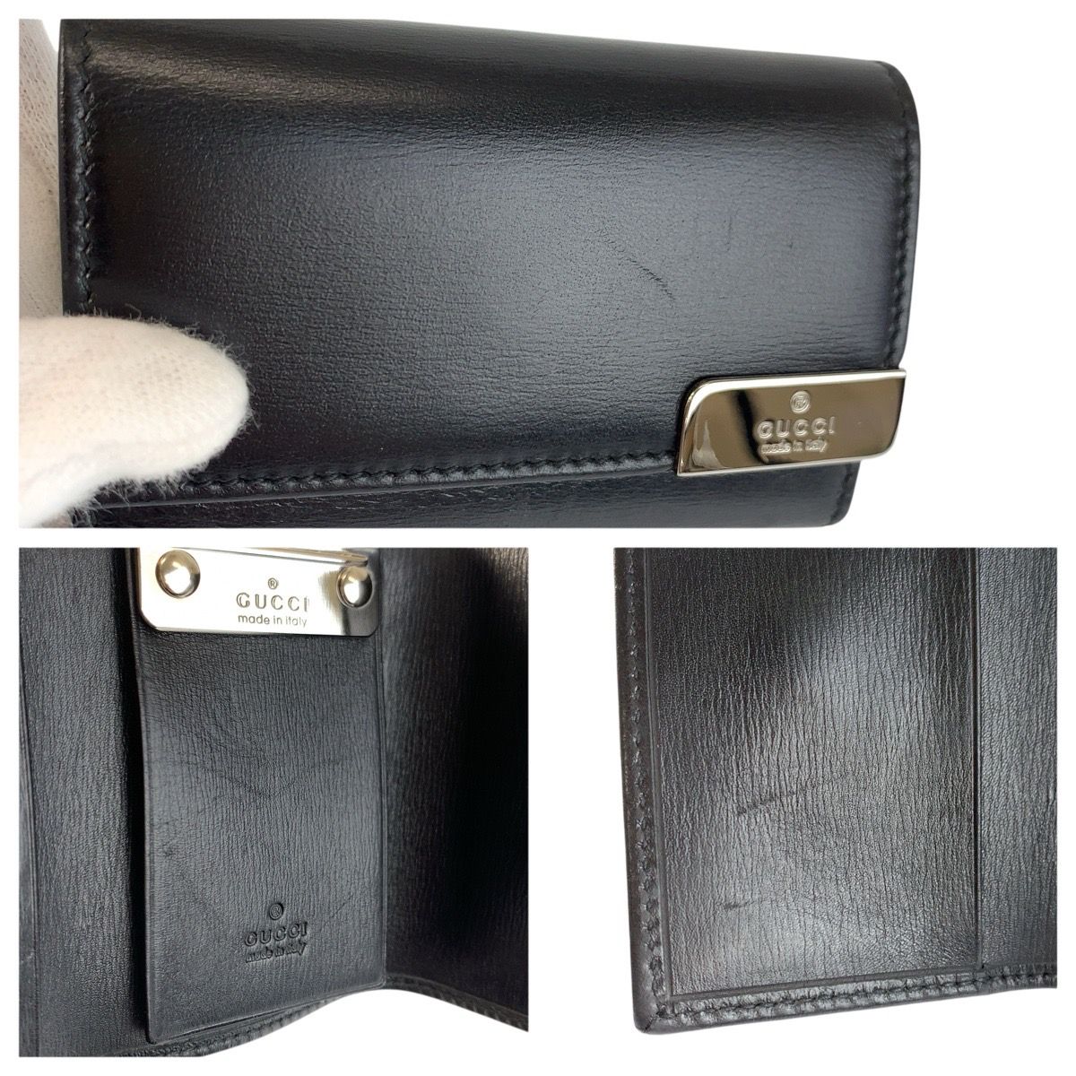 Gucci Black Silver Leather Key Case 6 Rows Key Holder — view 7