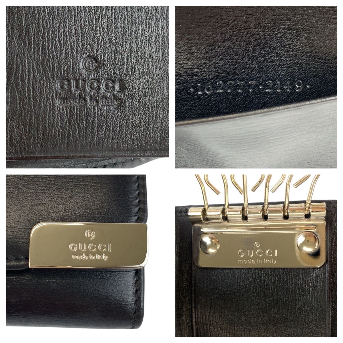 Gucci Black Silver Leather Key Case 6 Rows Key Holder — view 3