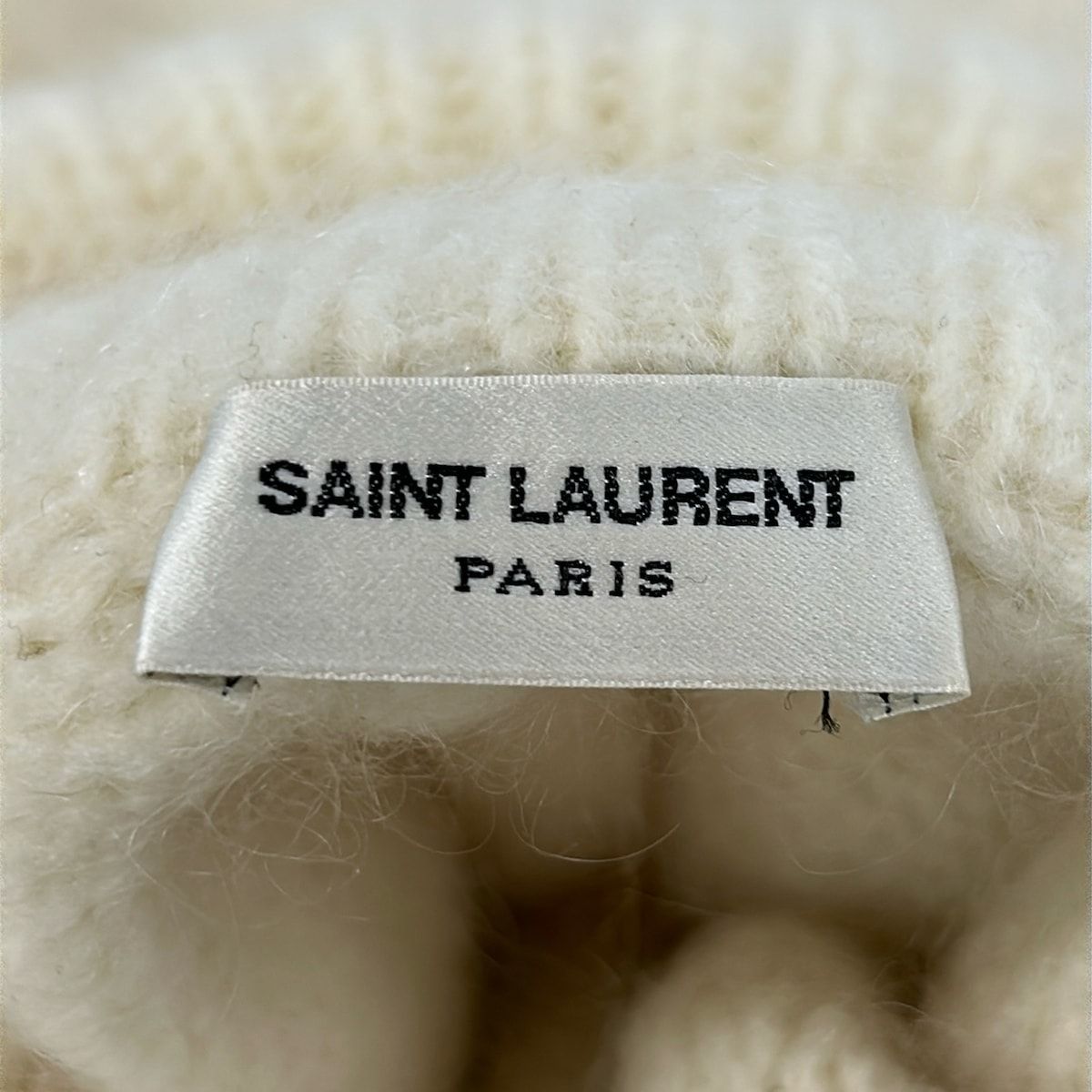 Saint Laurent Paris Long Sleeve Sweater M Ivory Turtleneck — view 3