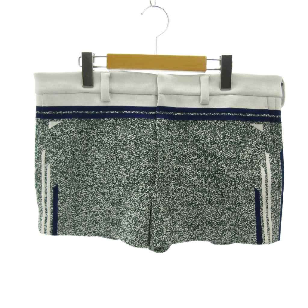 Prada Shorts Zip Fly All Over Pattern Line 50 White Green