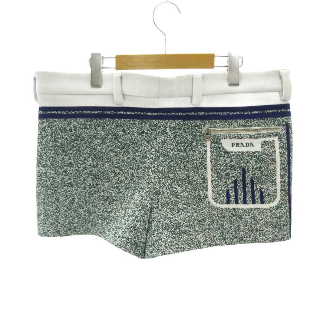 Prada Shorts Zip Fly All Over Pattern Line 50 White Green — view 2