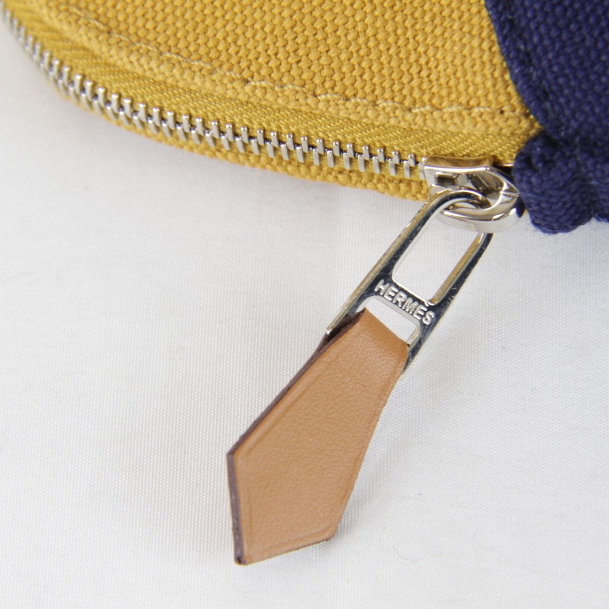 Hermes Bolide Mini Boxed Pouch Cotton Ocher Navy — view 7