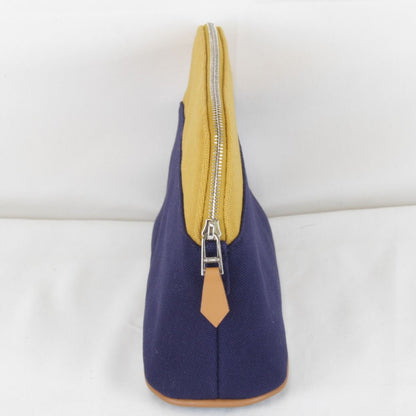 Hermes Bolide Mini Boxed Pouch Cotton Ocher Navy — view 3