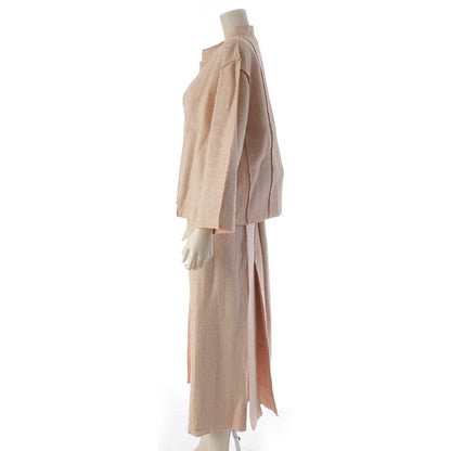 Chanel Wool Linen Jacket Skirt Set Pink 46 — view 3