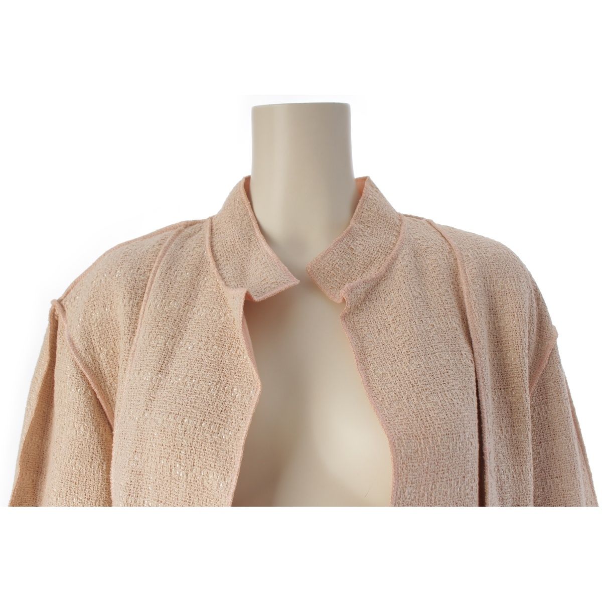 Chanel Wool Linen Jacket Skirt Set Pink 46 — view 5