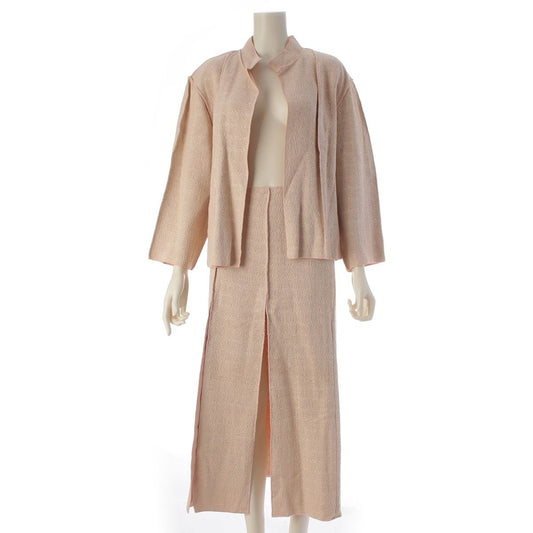 Chanel Wool Linen Jacket Skirt Set Pink 46