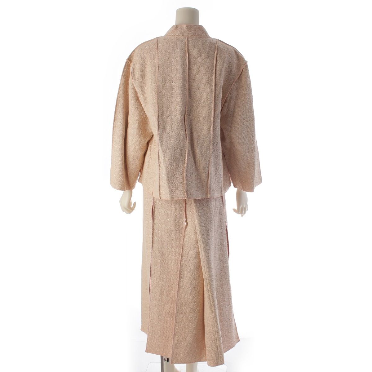 Chanel Wool Linen Jacket Skirt Set Pink 46 — view 4