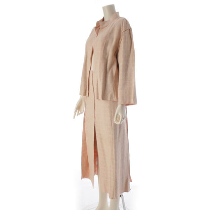 Chanel Wool Linen Jacket Skirt Set Pink 46 — view 2