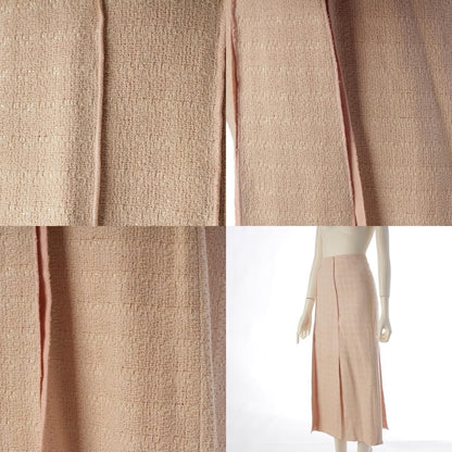 Chanel Wool Linen Jacket Skirt Set Pink 46 — view 9