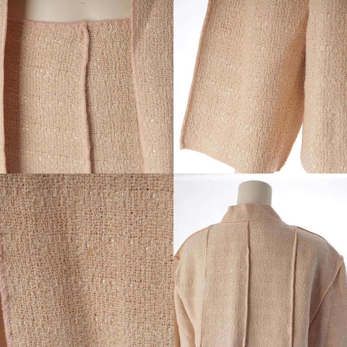 Chanel Wool Linen Jacket Skirt Set Pink 46 — view 8