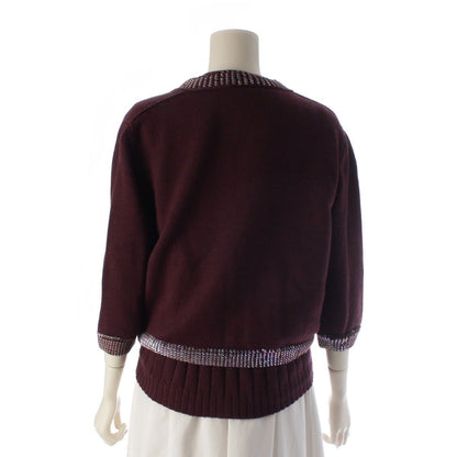 Chanel Wool Sequin Knit Ensemble Cardigan Sleeveless Top Set Purple 46 — view 4