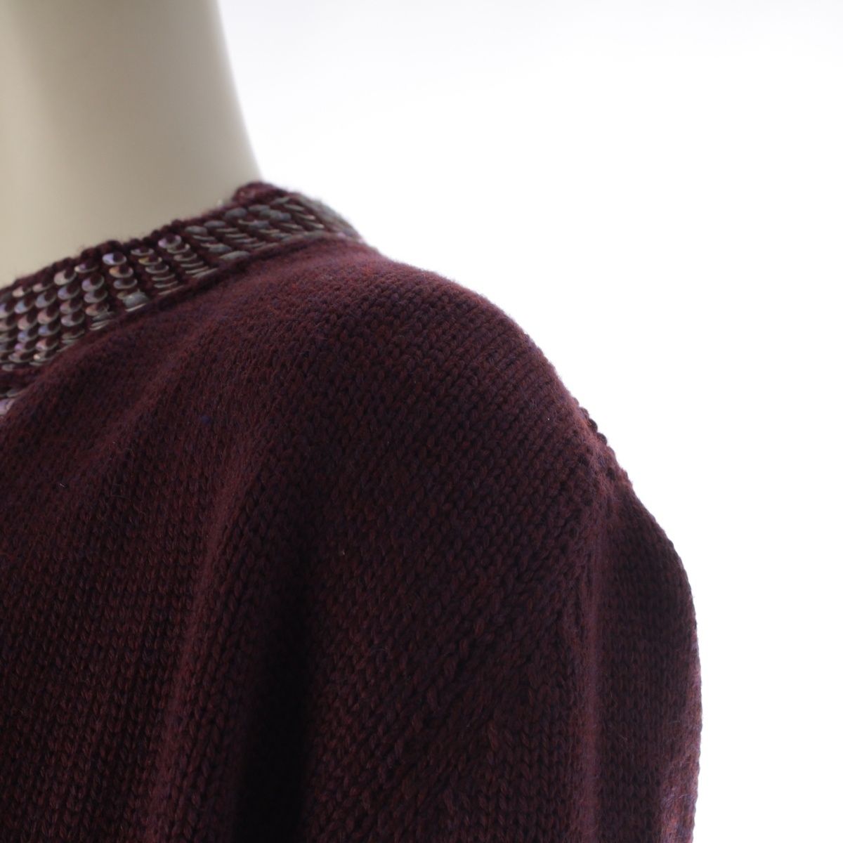 Chanel Wool Sequin Knit Ensemble Cardigan Sleeveless Top Set Purple 46 — view 6