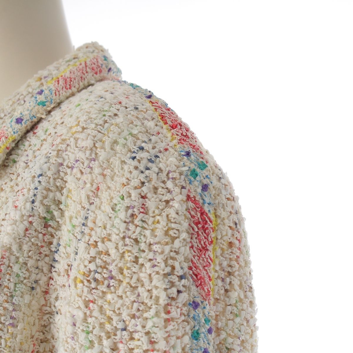Chanel Paint Tweed Jacket Skirt Set White Multicolor 42 — view 6