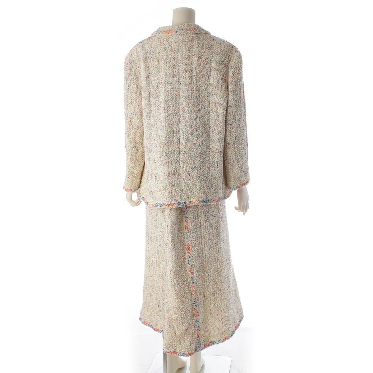 Chanel Paint Tweed Jacket Skirt Set White Multicolor 42 — view 4