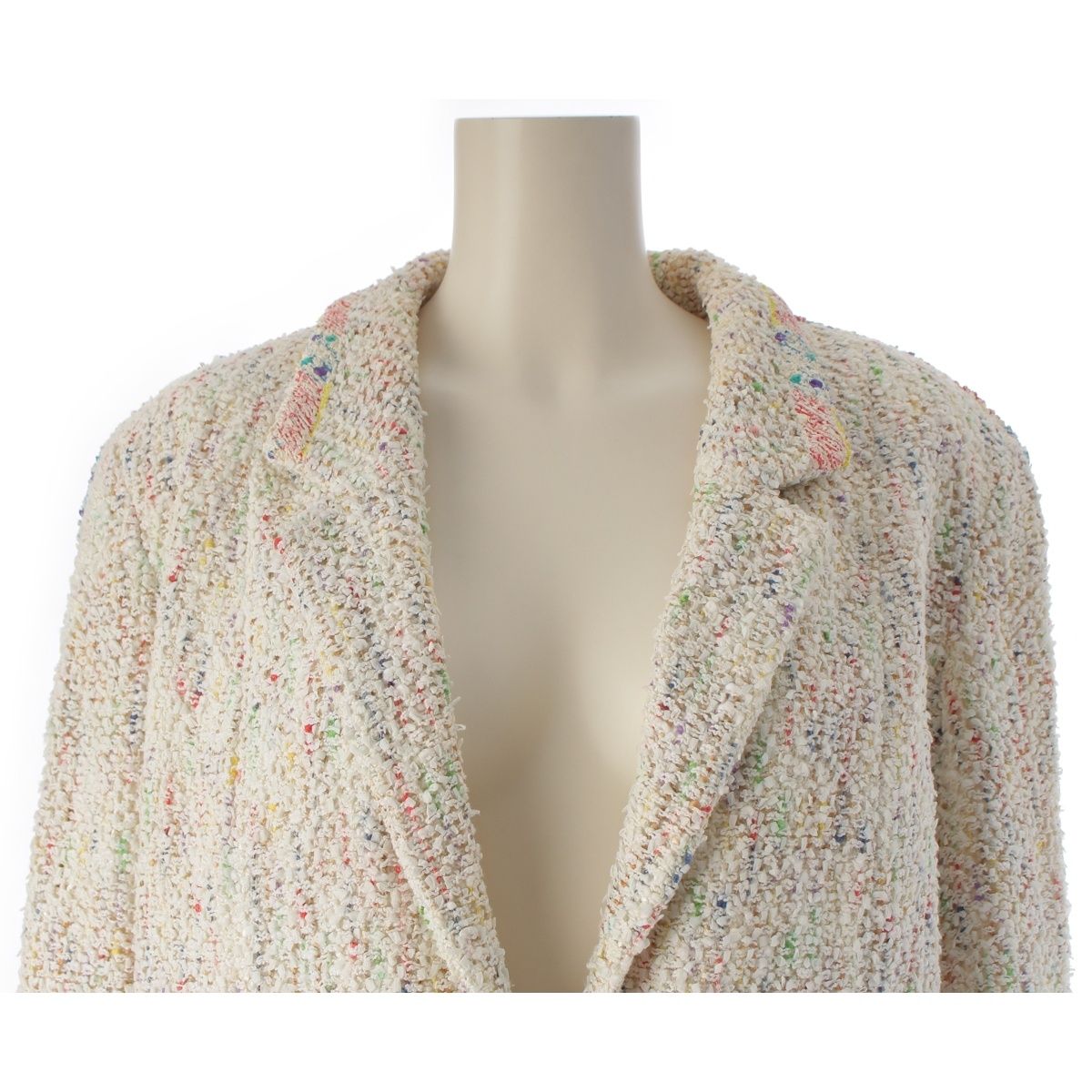 Chanel Paint Tweed Jacket Skirt Set White Multicolor 42 — view 5