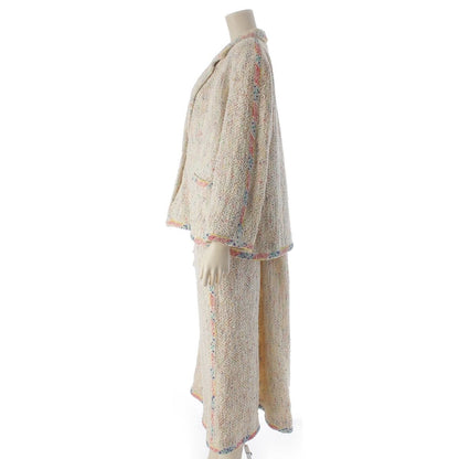 Chanel Paint Tweed Jacket Skirt Set White Multicolor 42 — view 3