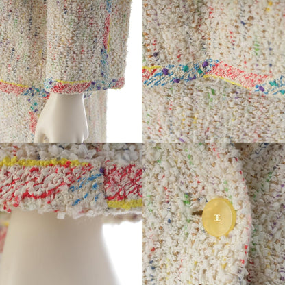 Chanel Paint Tweed Jacket Skirt Set White Multicolor 42 — view 7
