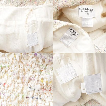 Chanel Paint Tweed Jacket Skirt Set White Multicolor 42 — view 9