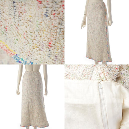 Chanel Paint Tweed Jacket Skirt Set White Multicolor 42 — view 8