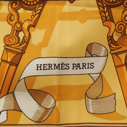 Hermes Carre 90 Copeaux Sawdust Silk Scarf Yellow Khaki — view 7