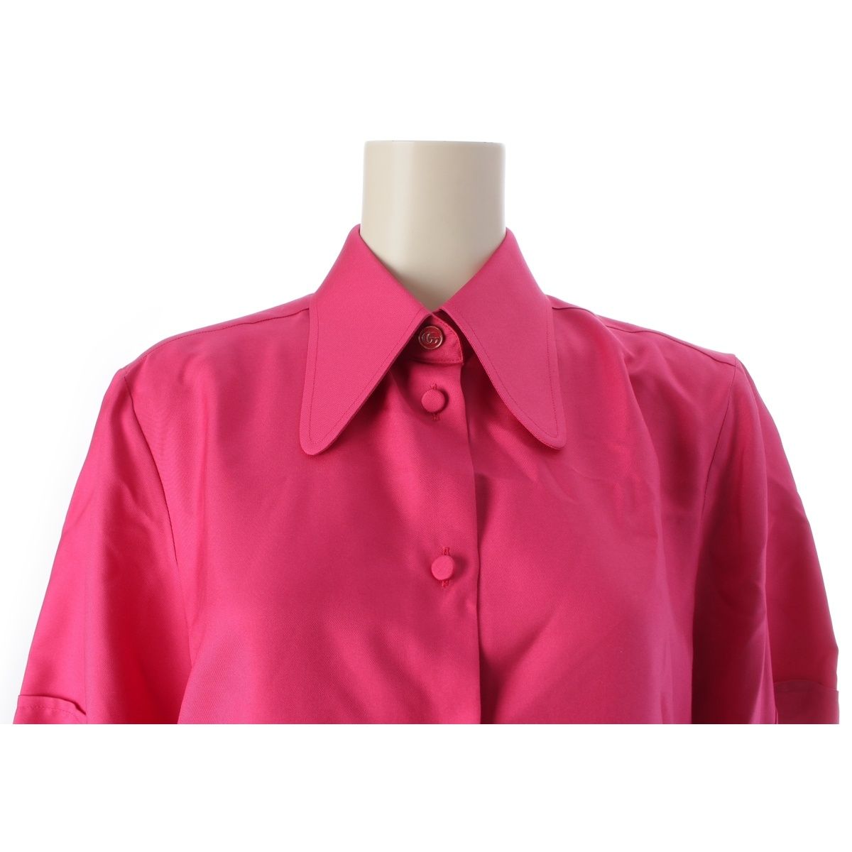 Gucci Silk GG Button Short Sleeve Shirt Pink 40 — view 5