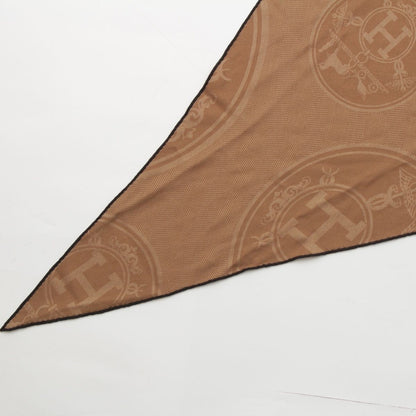 Hermes Losange New Libris Cashmere Scarf Brown — view 4