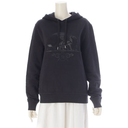 Hermes Cotton Lambskin Exlibris Dragon Pullover Hoodie Sweatshirt Black XS