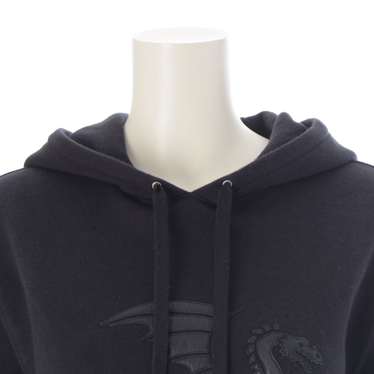 Hermes Cotton Lambskin Exlibris Dragon Pullover Hoodie Sweatshirt Black XS — view 5