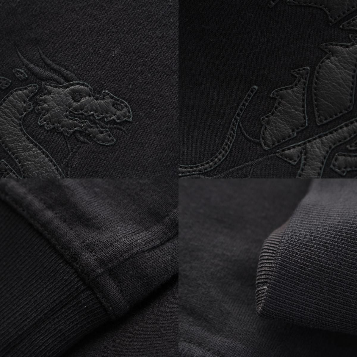 Hermes Cotton Lambskin Exlibris Dragon Pullover Hoodie Sweatshirt Black XS — view 8