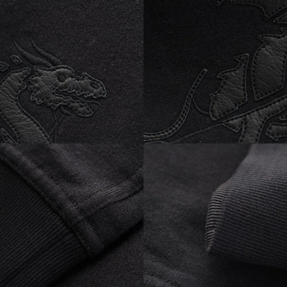 Hermes Cotton Lambskin Exlibris Dragon Pullover Hoodie Sweatshirt Black XS — view 8