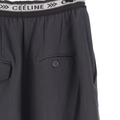Celine Wool Phoebe Philo Era Waist Logo Wide Trousers Pants 2 Black 34 — view 5