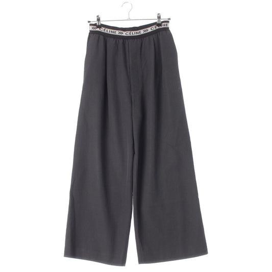 Celine Wool Phoebe Philo Era Waist Logo Wide Trousers Pants 2 Black 34