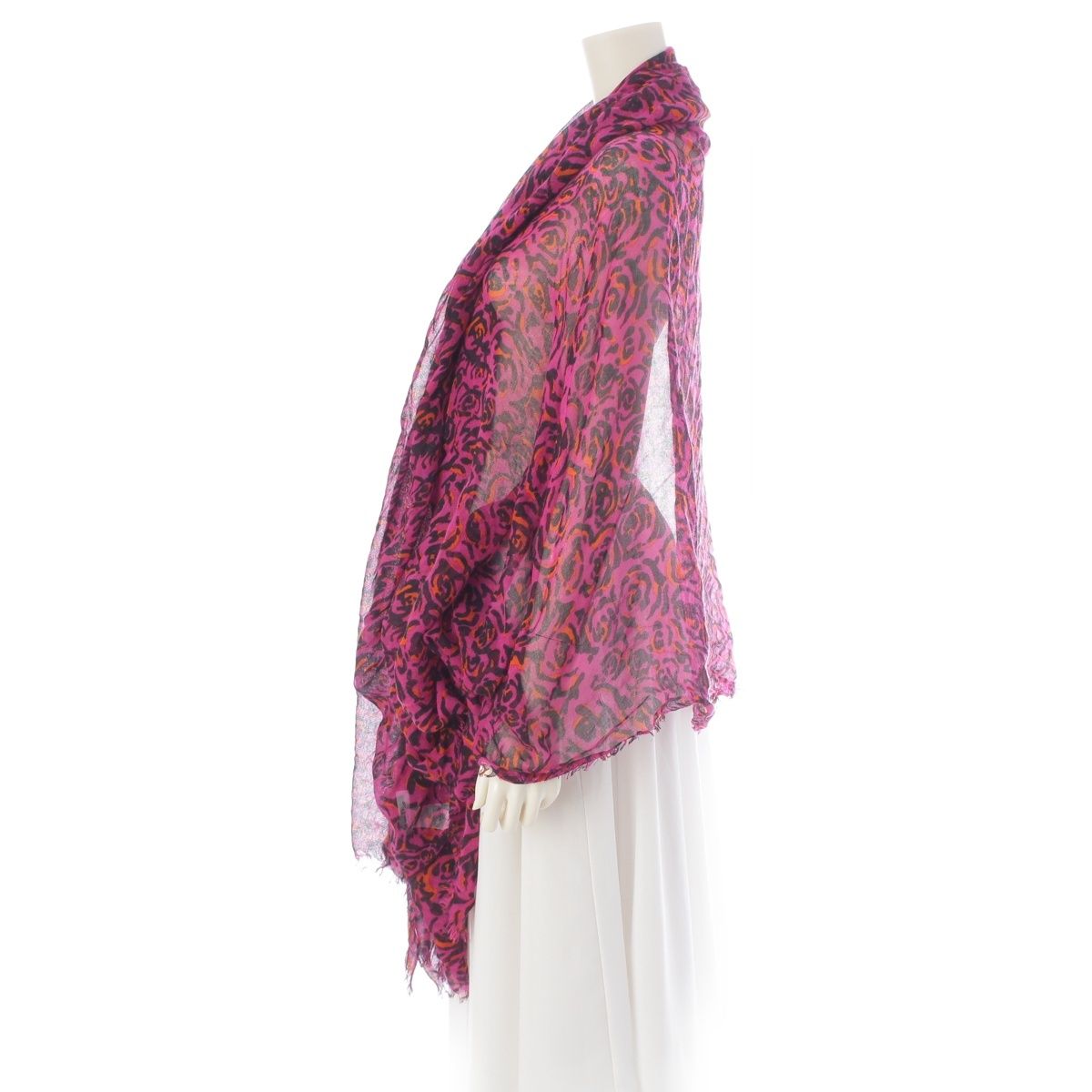 Dior Fall by Raf Simons Era Silk Dress Pattern Large Shawl Pink Purple — view 3