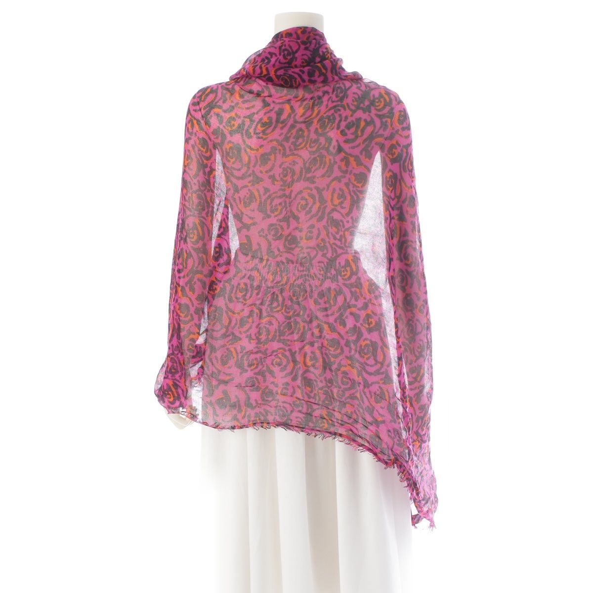 Dior Fall by Raf Simons Era Silk Dress Pattern Large Shawl Pink Purple — view 4