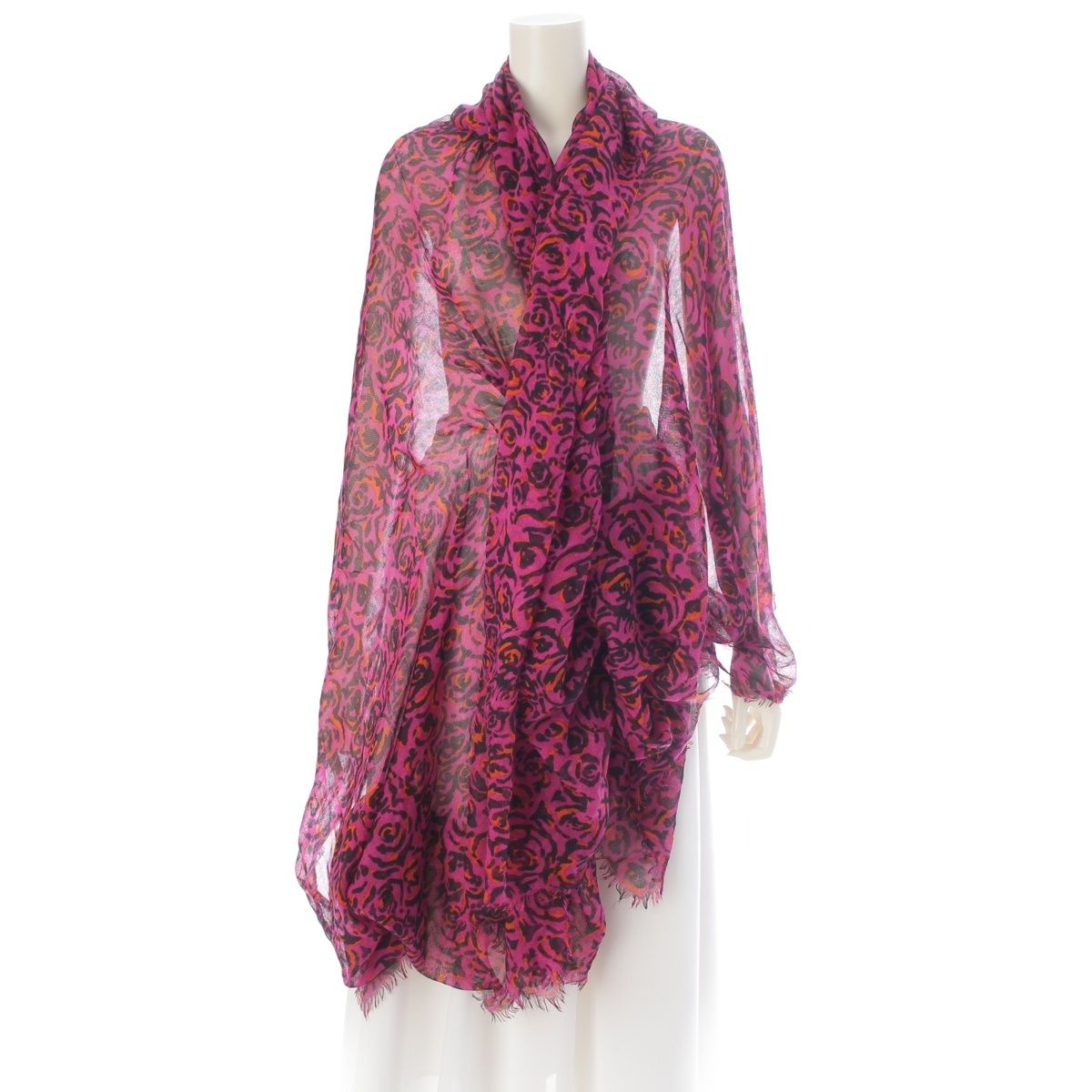 Dior Fall by Raf Simons Era Silk Dress Pattern Large Shawl Pink Purple
