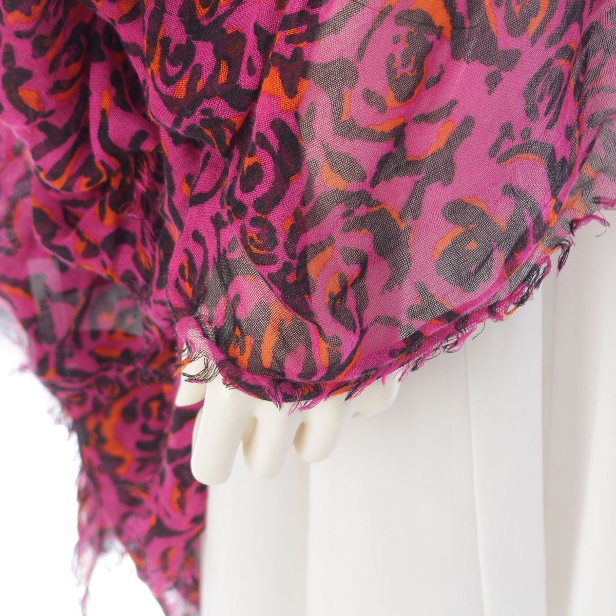 Dior Fall by Raf Simons Era Silk Dress Pattern Large Shawl Pink Purple — view 7