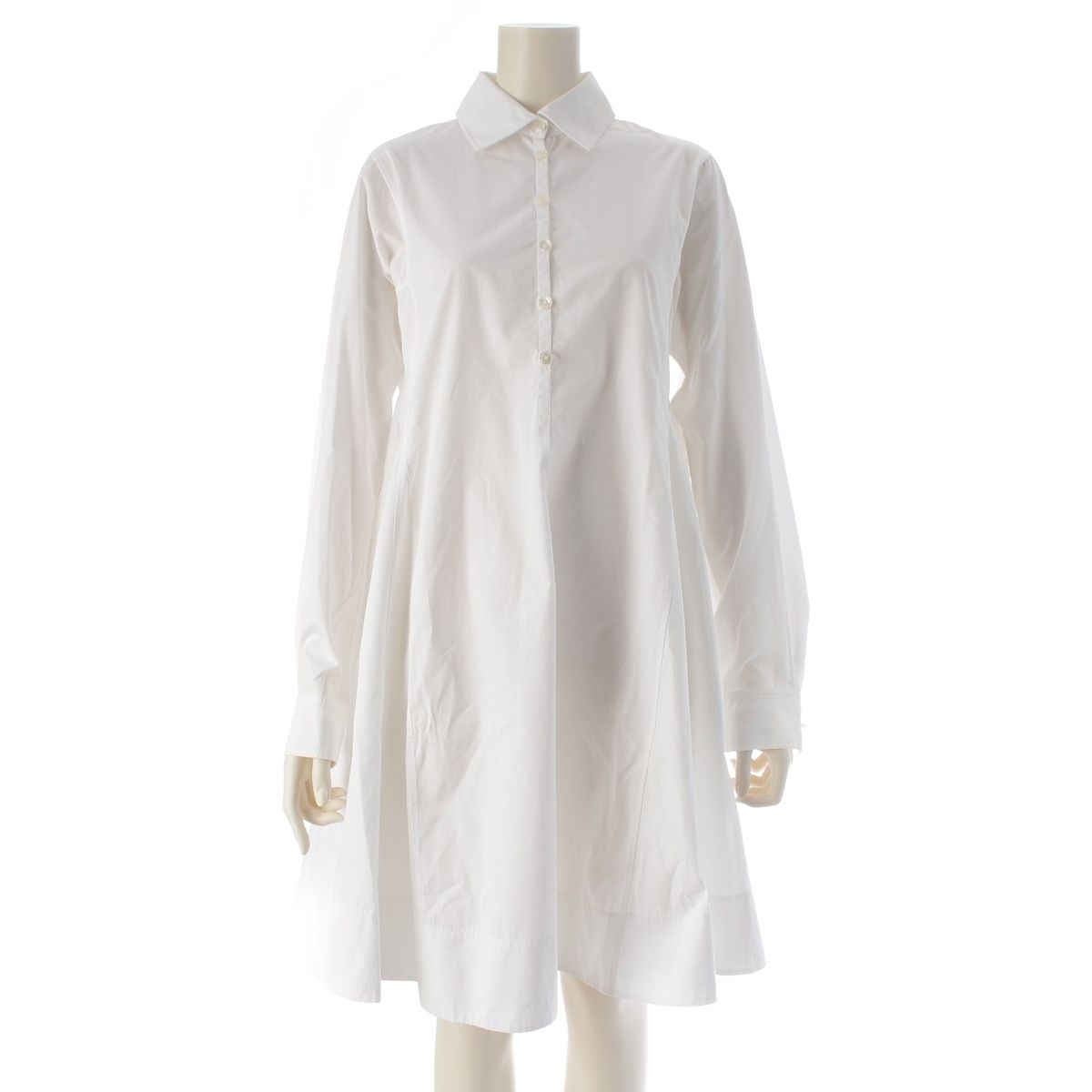 Hermes Cotton Long Shirt Blouse Dress White 38