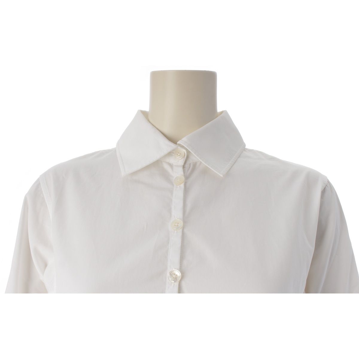 Hermes Cotton Long Shirt Blouse Dress White 38 — view 5