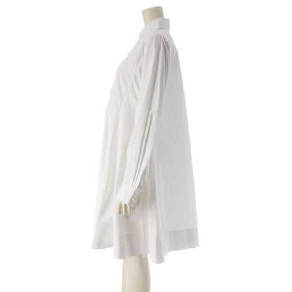 Hermes Cotton Long Shirt Blouse Dress White 38 — view 3