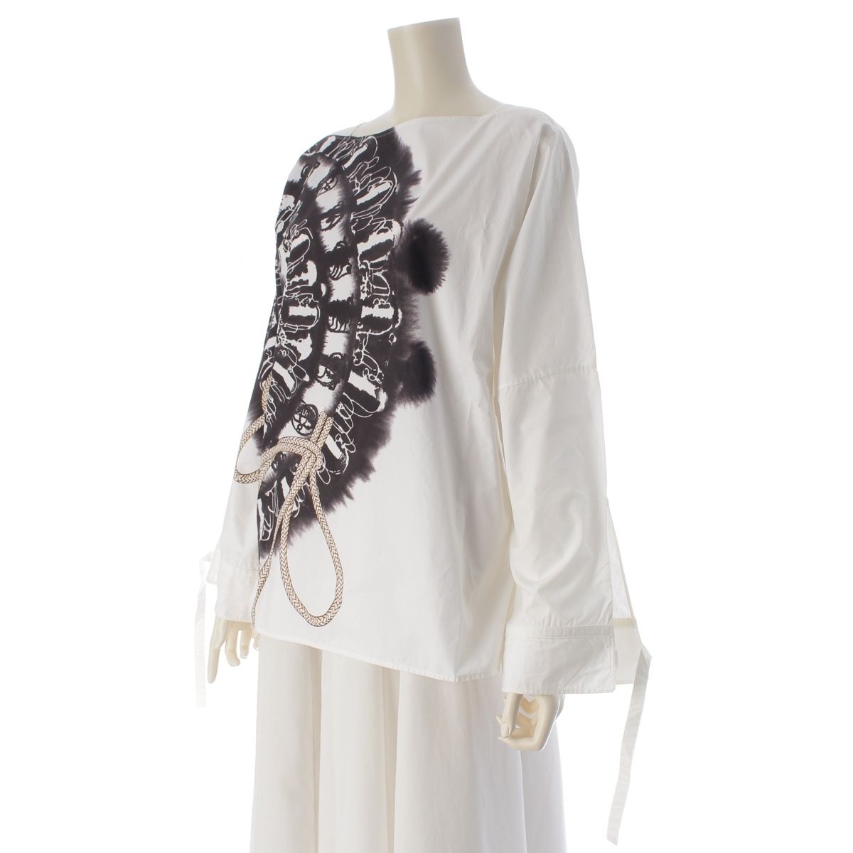Hermes Cotton Side Slit Blouse Top Black 36 — view 2