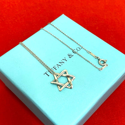 Tiffany & Co Star of David 925 Sterling Silver Necklace Pendant Choker