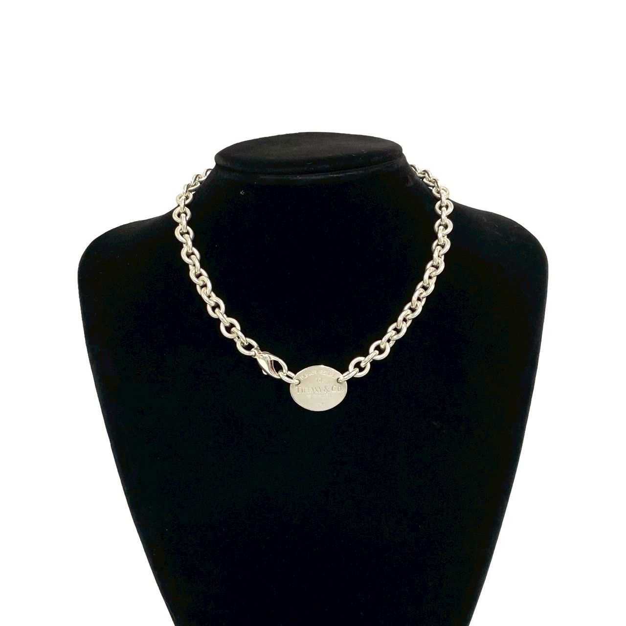 Tiffany & Co Return to Oval Necklace 925 Sterling Silver Pendant Choker — view 2