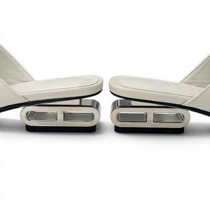 Hermes Idol Sandals Shoes Leather White Chaine D'ancre Mules — view 9