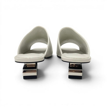 Hermes Idol Sandals Shoes Leather White Chaine D'ancre Mules — view 5