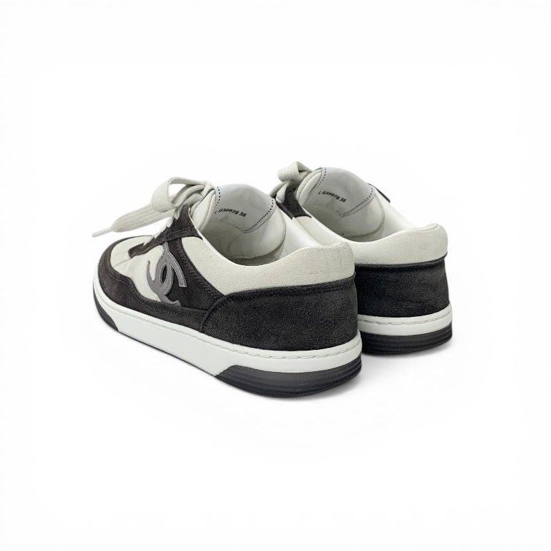 Chanel Sneakers Shoes Suede Gray CC Logo — view 4