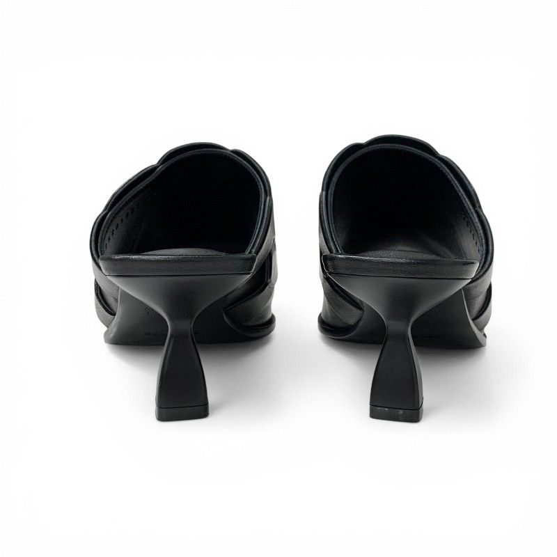 Hermes Hannah 95 Sandals Shoes Leather Black Mules — view 5
