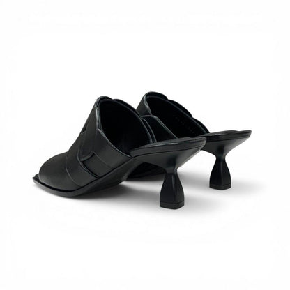 Hermes Hannah 95 Sandals Shoes Leather Black Mules — view 4