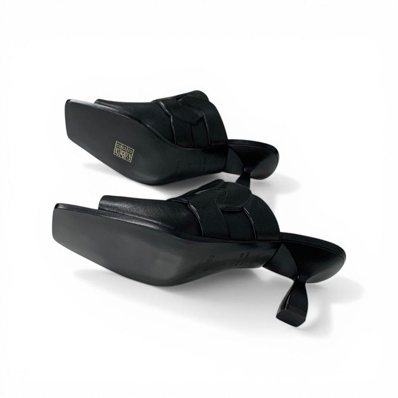 Hermes Hannah 95 Sandals Shoes Leather Black Mules — view 6